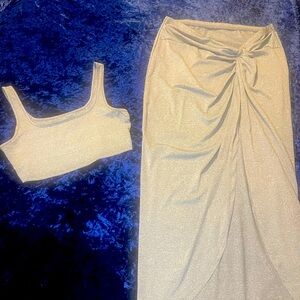 Gray high low skirt and top to match Size Large